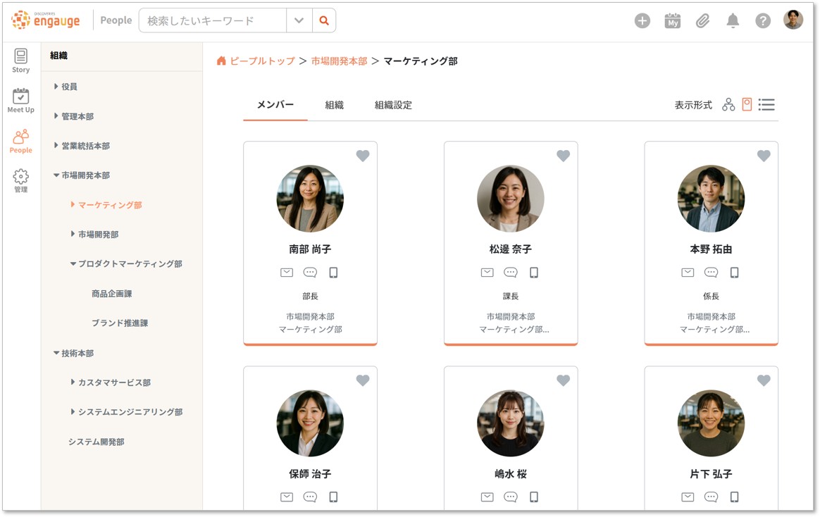顔写真表示 — メンバー情報をカード形式で表示